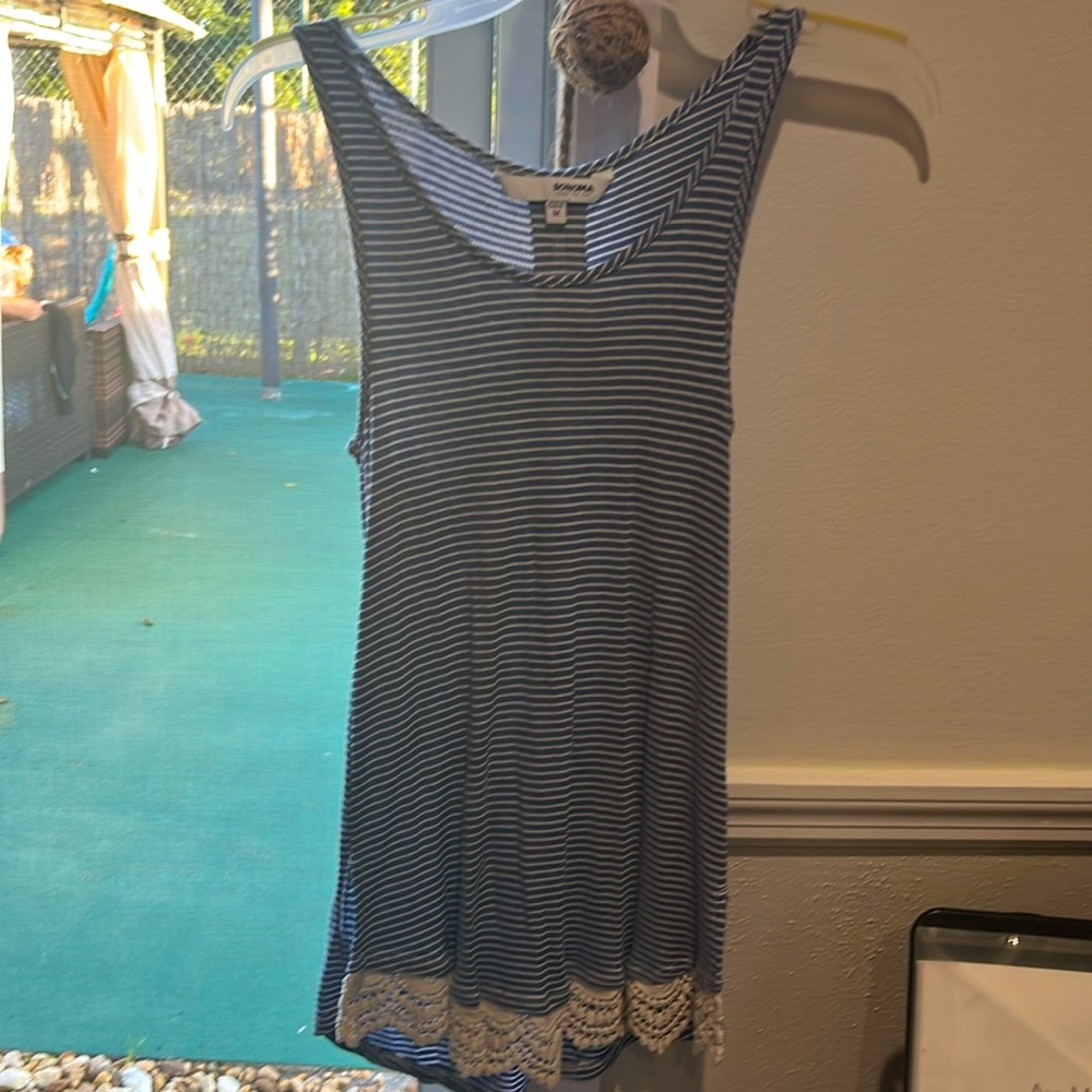 Sonoma size medium blue and white stripped tank top